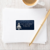 Silver Konfetti eleganten Weihnachtsbaumurlaub Adressaufkleber (Insitu)
