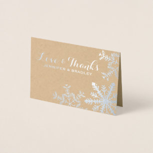 Silver Kraft Snowflakes Winter Wedding Danke Folienkarte