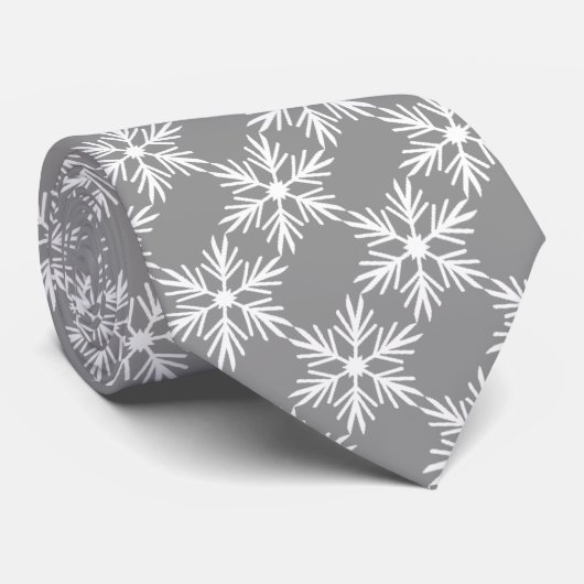 Silver Krawatte White Snowflakes Weihnachten Winte (Gerollt)