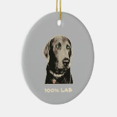 Silver Labrador 100% Labrador Keramik Ornament (Rechts)