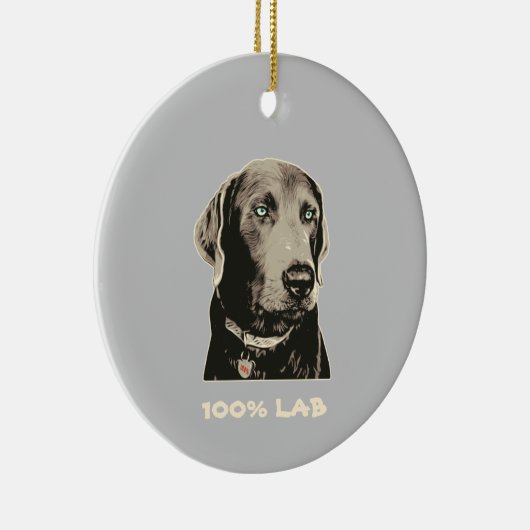 Silver Labrador 100% Labrador Keramik Ornament (Rechts)