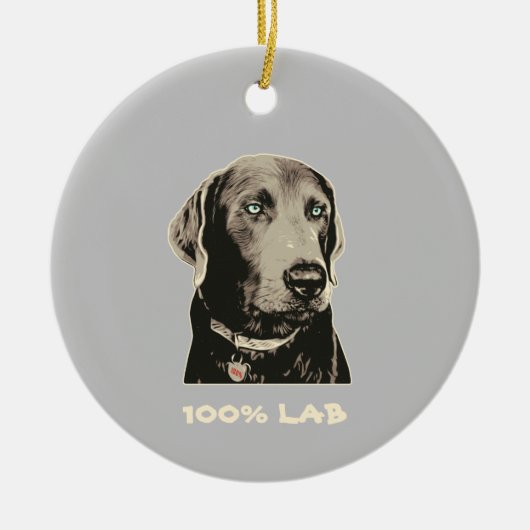 Silver Labrador 100% Labrador Keramik Ornament (Vorne)