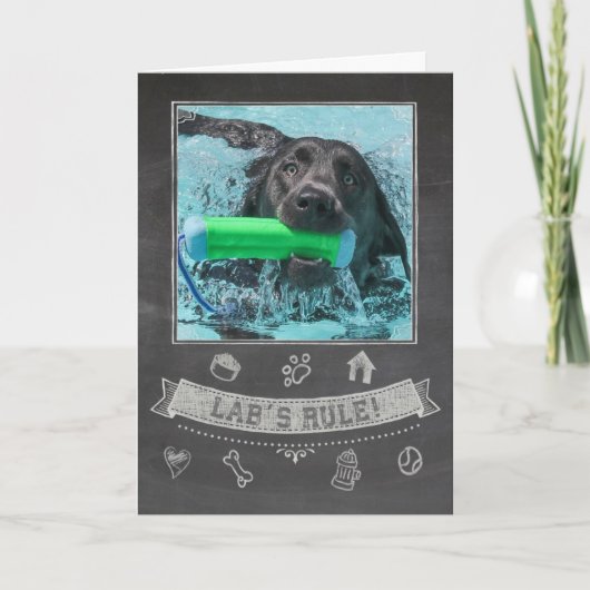 Silver Labrador Chalkboard Geburtstagkarte Karte (Vorderseite)