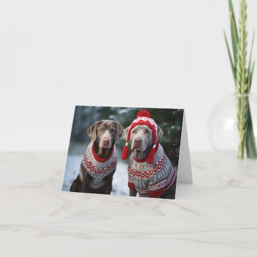 Silver Labrador Hunde Weihnachtskarte Karte (Vorderseite)