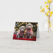 Silver Labrador Puppies Weihnachtskarte Karte (Gelbe Blume)