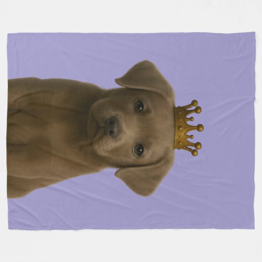 Silver Labrador Puppy in Gold Crown Niedlich Fleecedecke (Vorderseite (Horizontal))