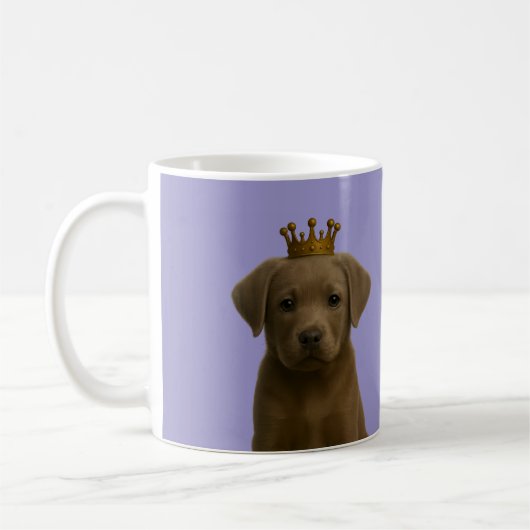 Silver Labrador Puppy in Gold Crown Niedlich Kaffeetasse (Links)