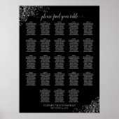 Silver Lace 23 Table Black Wedding Seating Chart Poster (Vorne)