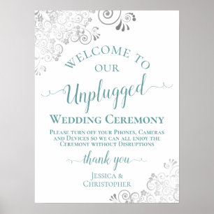 Silver Lace Aquamarin Unplugged Wedding Zeremony W Poster