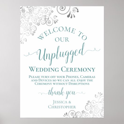 Silver Lace Aquamarin Unplugged Wedding Zeremony W Poster (Vorne)