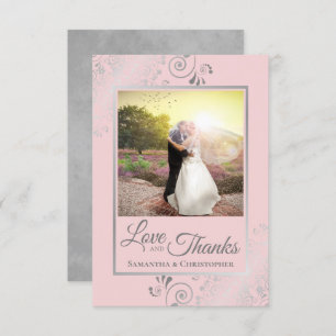 Silver Lace auf Blush Pink Liebe & Danke Hochzeit