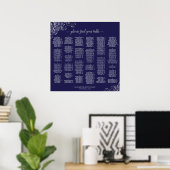 Silver Lace auf Navy Alphabetic Seekarte Poster (Heimbüro)
