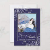 Silver Lace auf Navy Blue Liebe & Danke Wedding (Vorderseite)