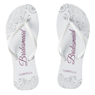 Silver Lace Cassis auf White Bridesmaid Wedding Badesandalen