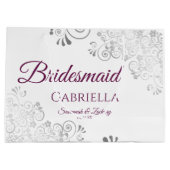 Silver Lace Cassis Lila White Bridesmaid Hochzeit Große Geschenktüte (Rückseite)