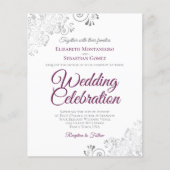 Silver Lace Cassis White BUDGET Einladung zur Hoch (Vorderseite)