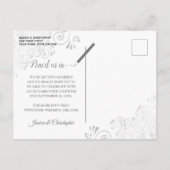 Silver Lace Coral Wedding Save the Date Calendar Ankündigungspostkarte (Rückseite)