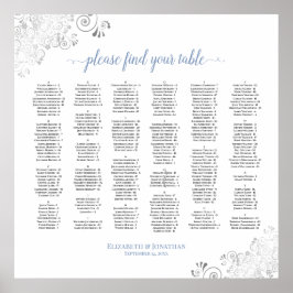 Silver Lace Dusty Blue Alphabeating Chart Poster