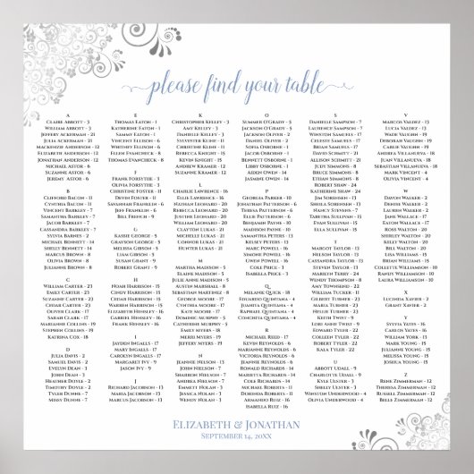 Silver Lace Dusty Blue Alphabeating Chart Poster (Vorne)