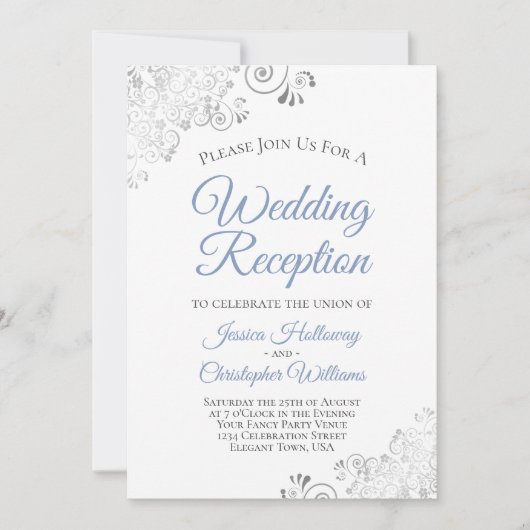 Silver Lace Dusty Blue auf der Rezeption Einladung (Vorderseite)