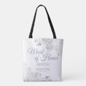 Silver Lace Dusty Blue Trauzeugin White Wedding Tasche (Rückseite)