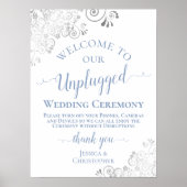 Silver Lace Dusty Blue Unplugged Wedding Zeremonie Poster (Vorne)