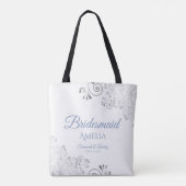 Silver Lace Dusty Blue & White Bridesmaid Wedding Tasche (Rückseite)
