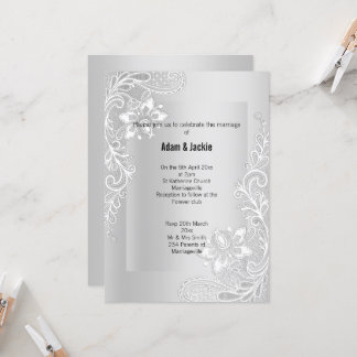 SILVER LACE ELEGANT CLASSY WEDD 2 EINLADUNG