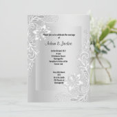 SILVER LACE ELEGANT CLASSY WEDY EINLADUNG (Stehend Vorderseite)