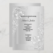 SILVER LACE ELEGANT CLASSY WEDY EINLADUNG (Vorne/Hinten)