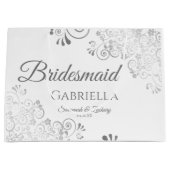 Silver Lace Elegant White Bridesmaid Wedding Große Geschenktüte (Vorderseite)