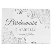 Silver Lace Elegant White Bridesmaid Wedding Große Geschenktüte (Rückseite)
