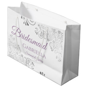 Silver Lace Lavender auf der White Bridesmaid Wedd Große Geschenktüte