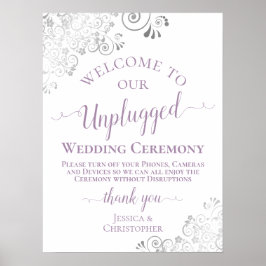 Silver Lace Lavender Unplugged Wedding Zeremonie Poster