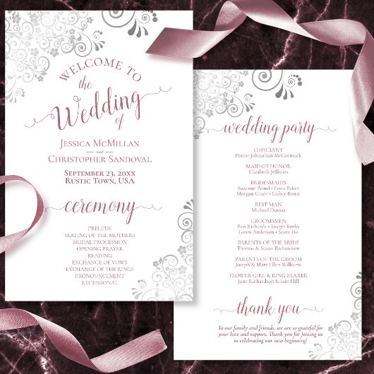 Silver Lace Mauve über das Programm zur Hochzeit i