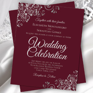 Silver Lace on Burgund HAUSHALT Einladung Hochzeit