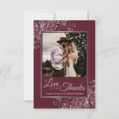 Silver Lace on Burgundy Liebe & Danke Wedding (Vorderseite)