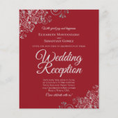 Silver Lace on Red Wedding Reception BUDGET Einlad (Vorderseite)