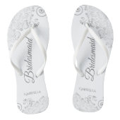 Silver Lace on White Elegante Bridesmaid Wedding Badesandalen (Fußbett)
