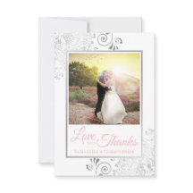 Silver Lace Pink auf Weiß Liebe & Dank Hochzeit