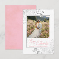 Silver Lace Pink auf Weiß Liebe & Dank Hochzeit