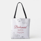Silver Lace Red & White Bridesmaid Wedding Tasche (Rückseite)