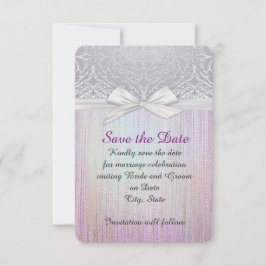 Silver Lace Ribbon Lavendel Pastel Save the Date