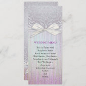 Silver Lace Ribbon Lavender Pastel Wedel Menü Menükarte (Vorne/Hinten)