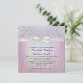 Silver Lace Ribbon Lavender Pastel Wedite Einladun Einladung (Stehend Vorderseite)