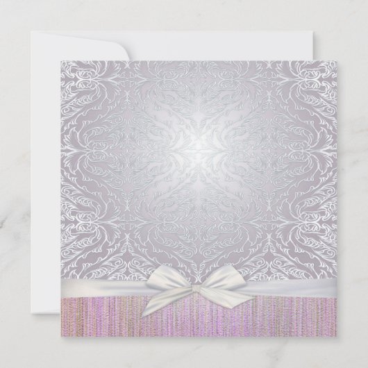 Silver Lace Ribbon Lavender Pastel Wedite Einladun Einladung (Rückseite)