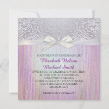 Silver Lace Ribbon Lavender Pastel Wedite Einladun