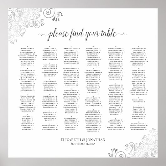 Silver Lace Simple Chic Alphabetic Seekarte Poster (Vorne)