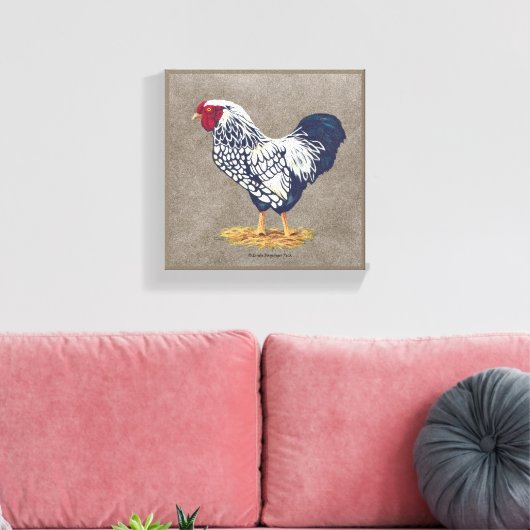 Silver Laced Wyandotte Rooster Leinwanddruck (Insitu (Wohnzimmer))