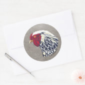 Silver Laced Wyandotte Rooster Runder Aufkleber (Umschlag)
